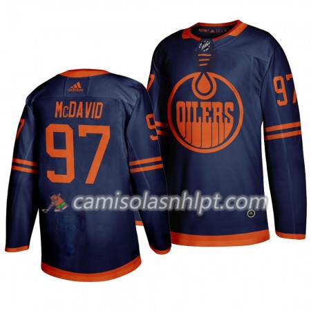 Camisola Edmonton Oilers Connor McDavid 97 Adidas 2019-2020 Azul Authentic - Homem